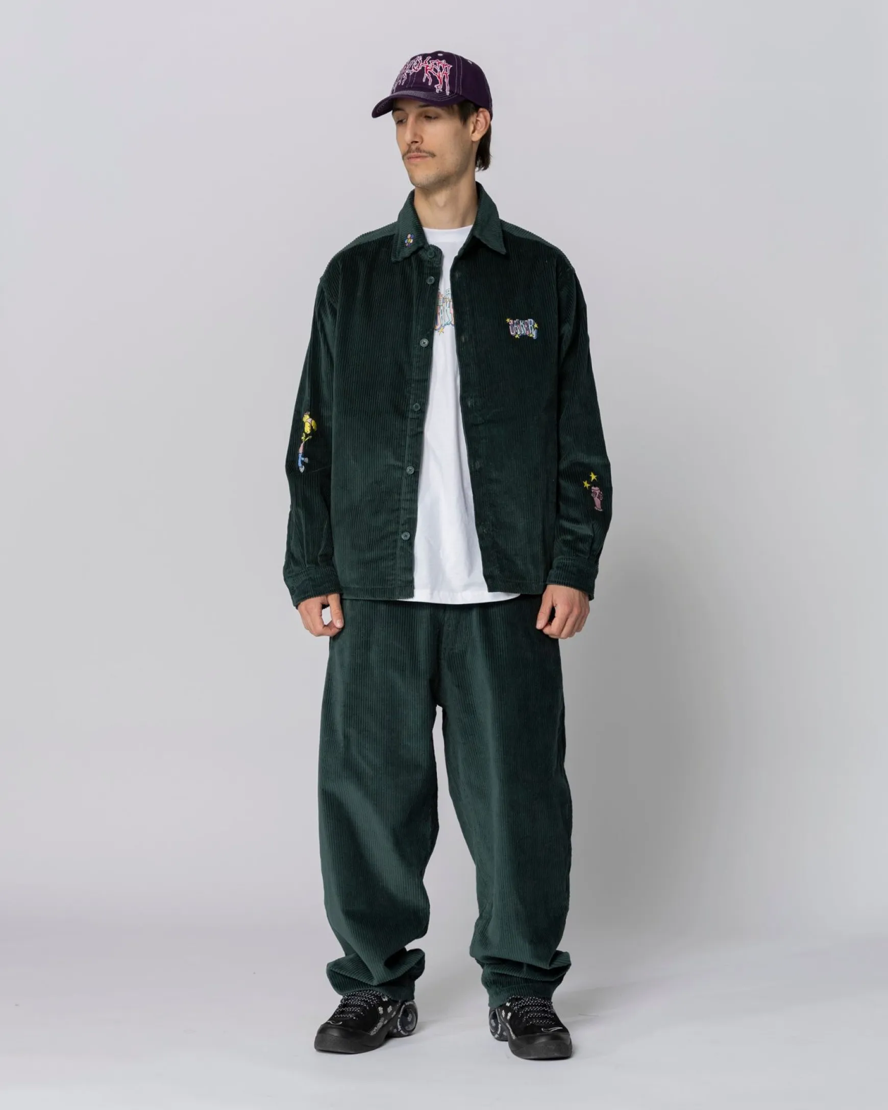 Jacker City Tour Corduroy Shirt-Dark Green