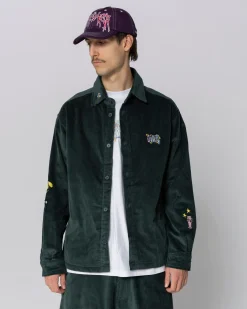 Jacker City Tour Corduroy Shirt-Dark Green