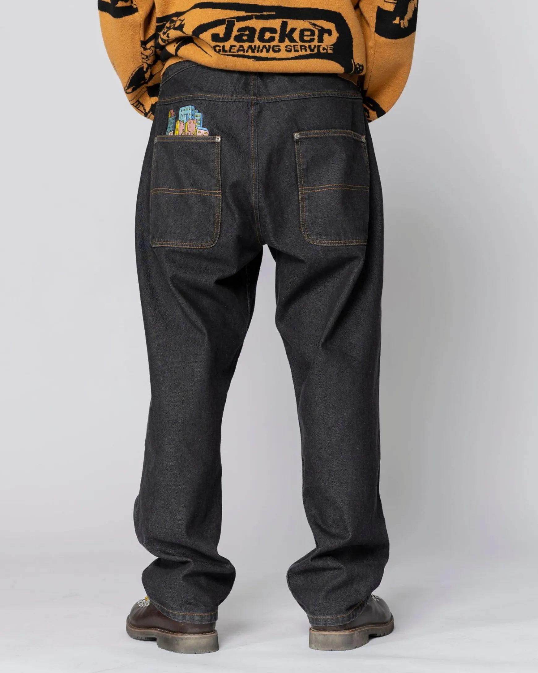 Jacker City Tour Denim Baggy Pant-Black
