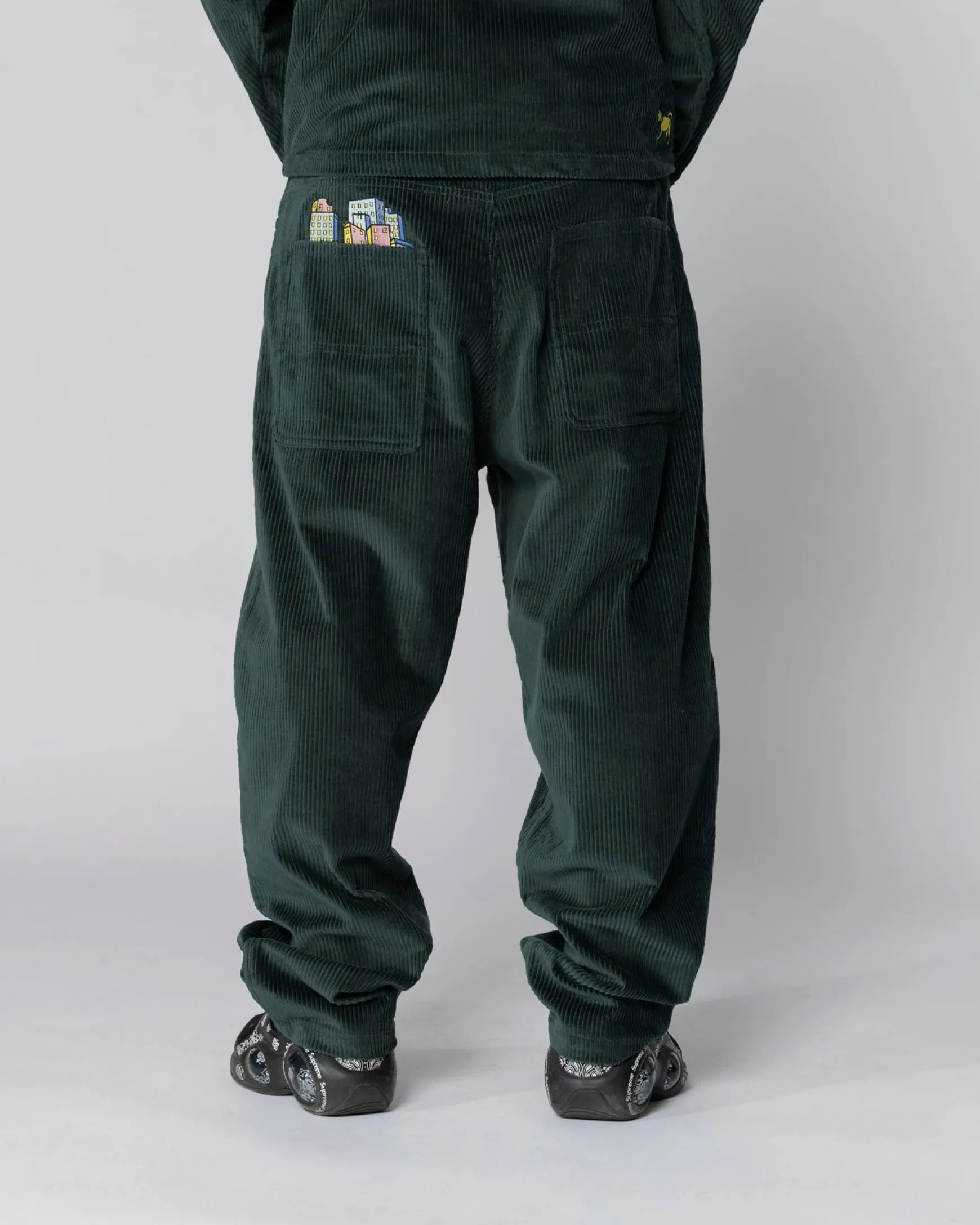 Jacker City Tour Extra Baggy Pant Corduroy-Dark Green