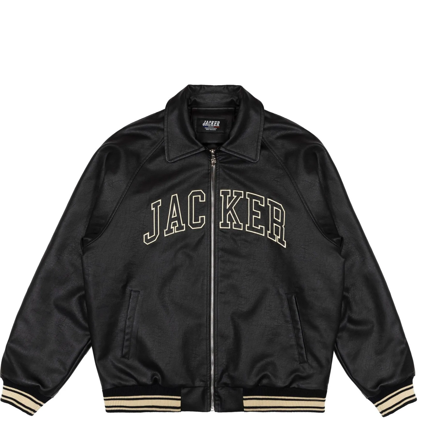 Jacker College-Faux Leather Jacket-Black