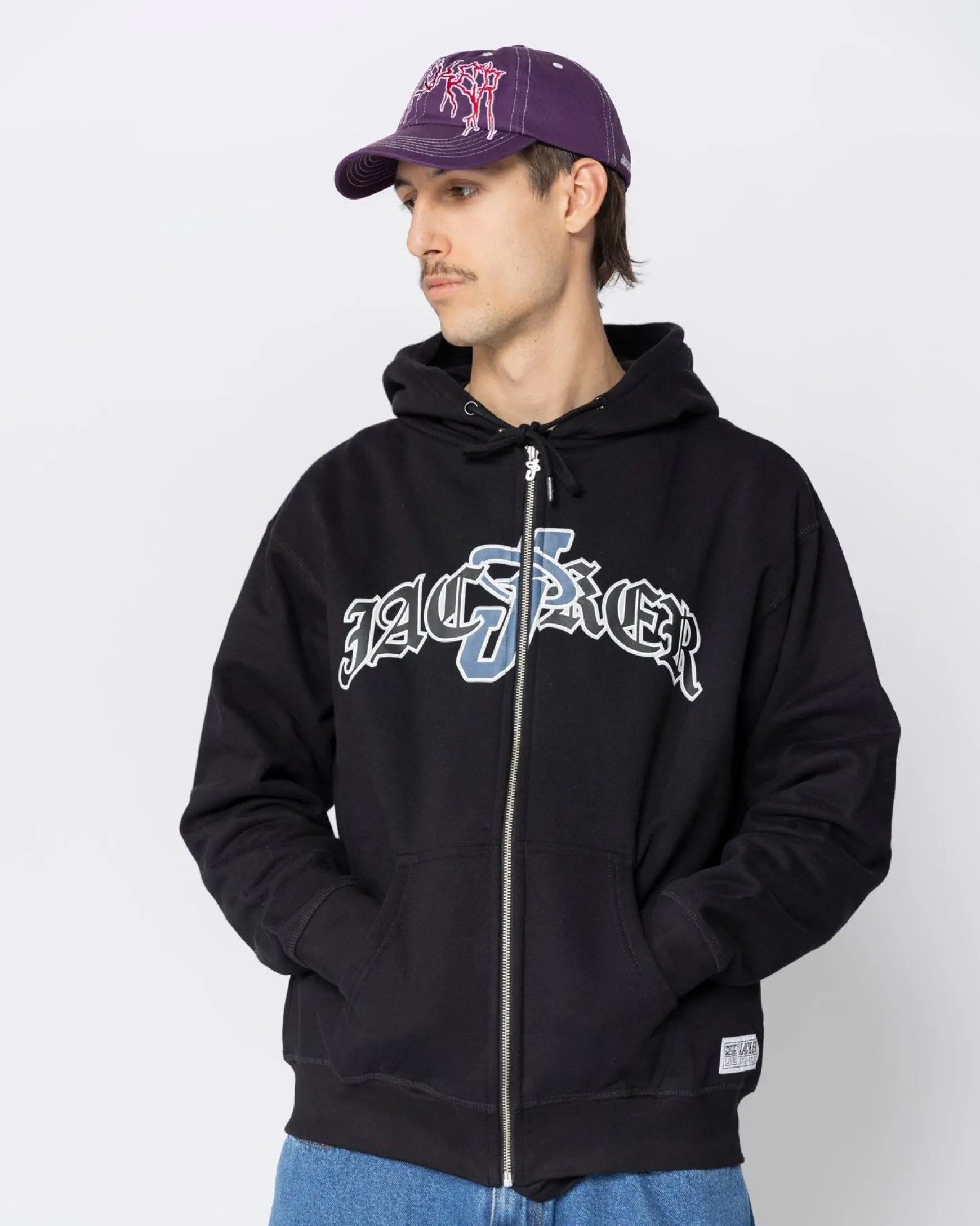 Jacker Double Jay Zipped Hoodie-Black
