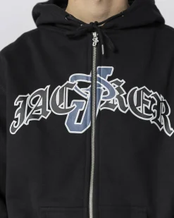 Jacker Double Jay Zipped Hoodie-Black