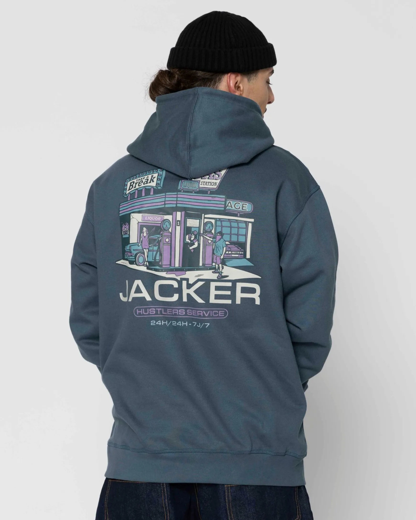Jacker Hustler Service-Hoodie-Blue