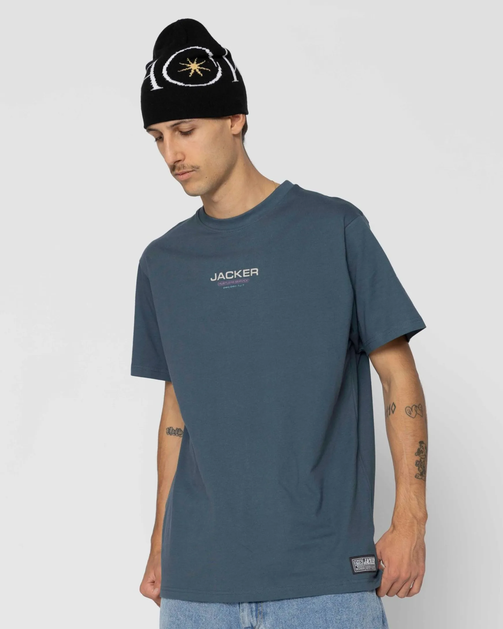Jacker Hustler Service-T-Shirt-Blue