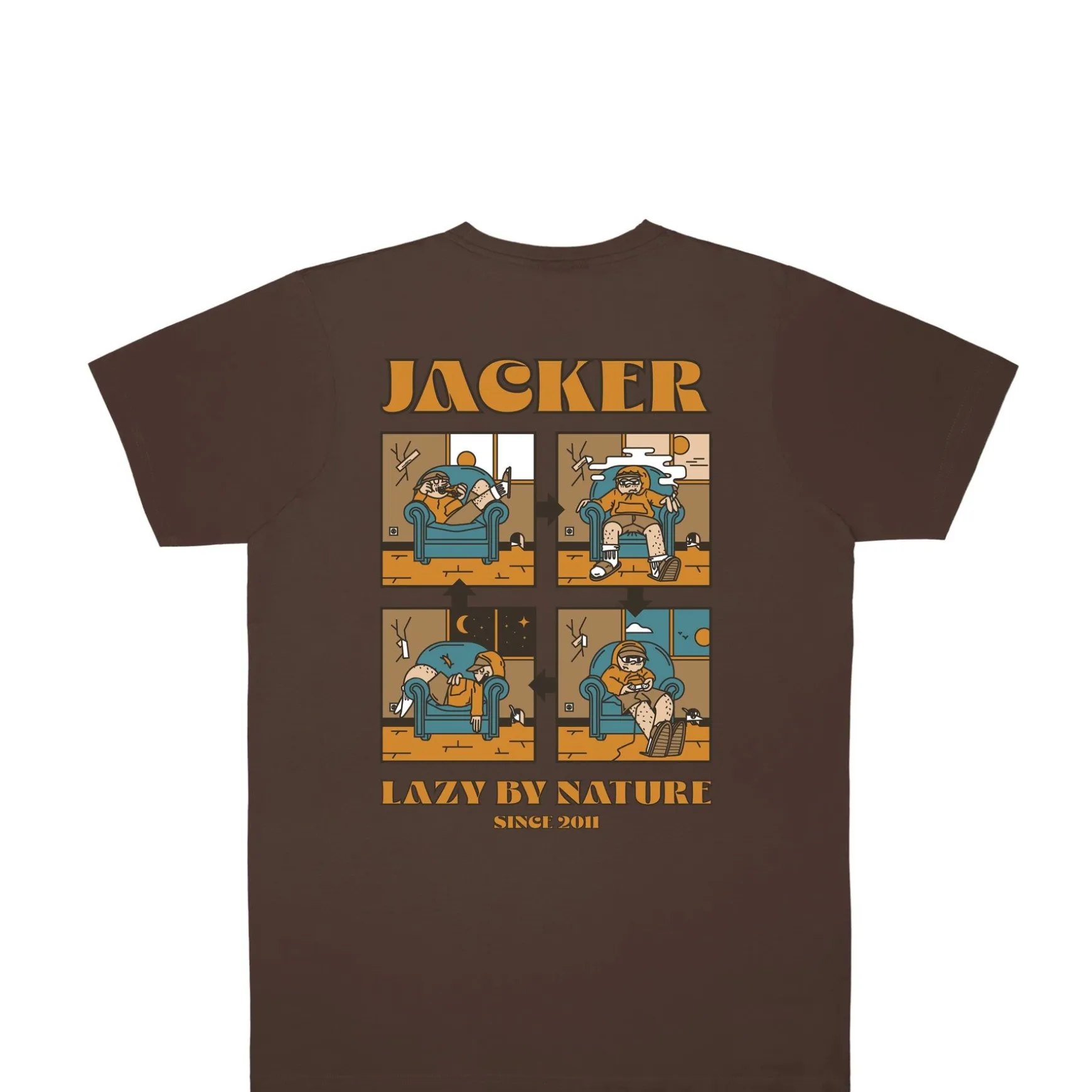 Jacker Lazy-T-Shirt-Brown