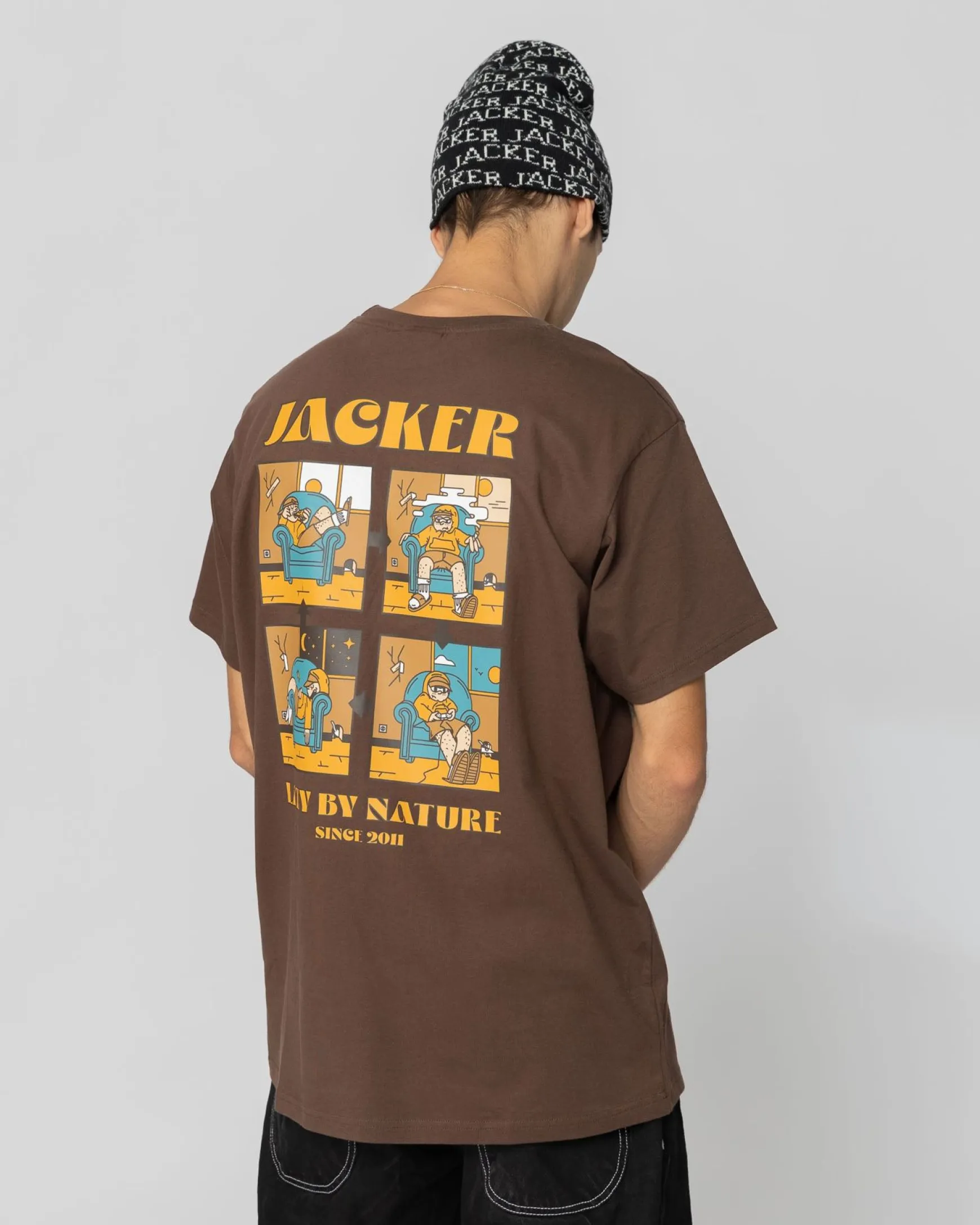 Jacker Lazy-T-Shirt-Brown