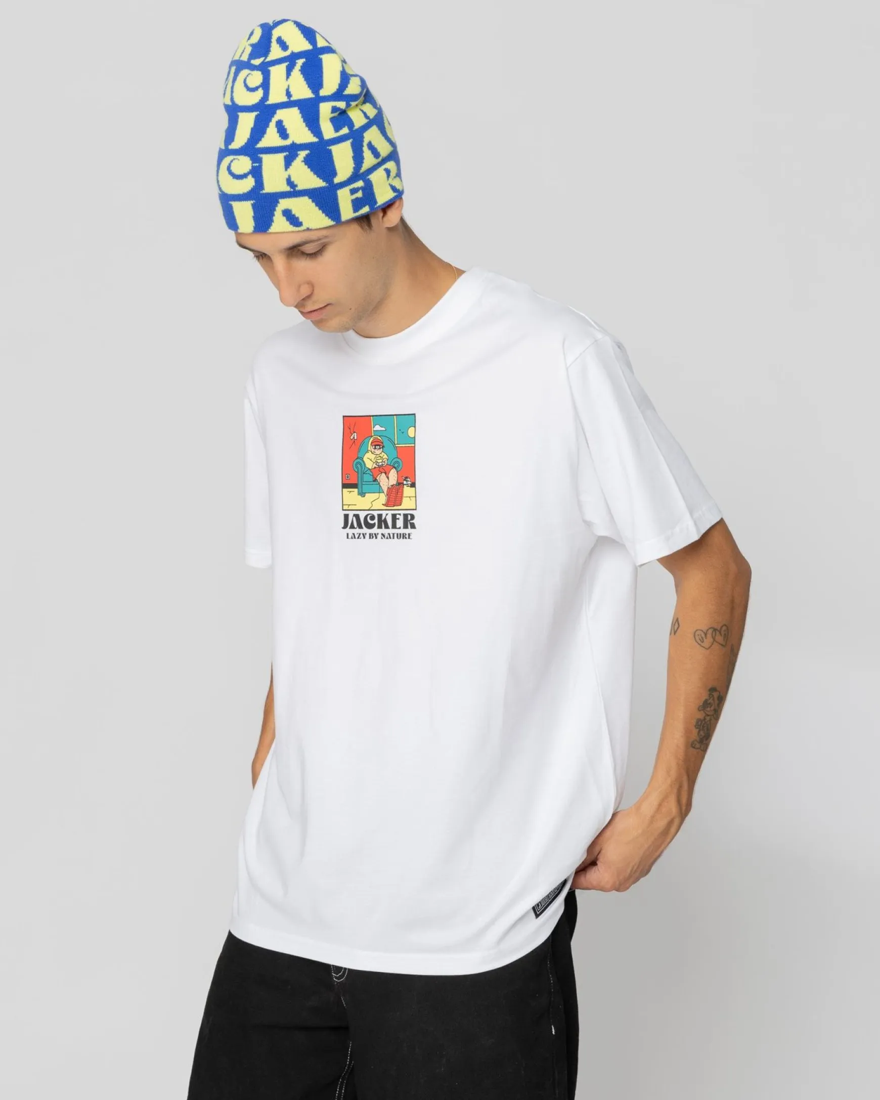 Jacker Lazy-T-Shirt-White
